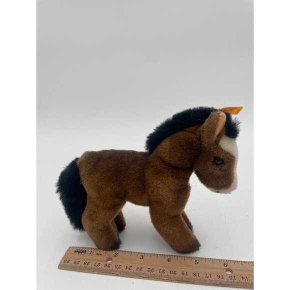 Steiff Brown Plush Pony Horse Toy Tag Button - Picture 7 of 10